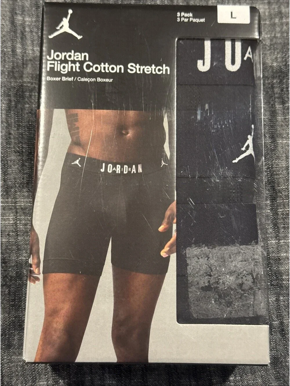 Jordan Flight Cotton Stretch Boxer Briefs 3 Pack Black Size L